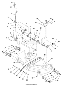44-Inch And 50-Inch Mower Deck - Height Adjustment Group Diagram and Parts List for 2690519 (107277741)(2005) Briggs and Stratton Lawn Tractor